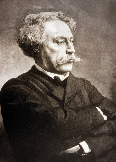 Alexandre Dumas Fils (1824-1895) escritor francés, según Leon Bonnat (grabado) de Charles Baude