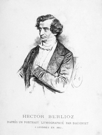 Retrato de Hector Berlioz (1803 - 1869) - basado en un retrato litografiado por Baugniet en Londres en 1851 de Charles Baugniet