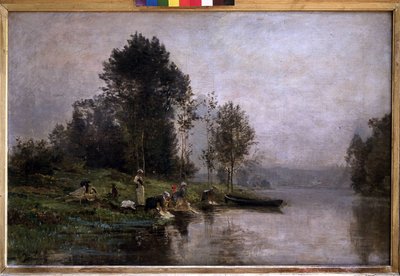 Misty mañana en el Oise. nd (óleo sobre lienzo) de Charles Beauverie