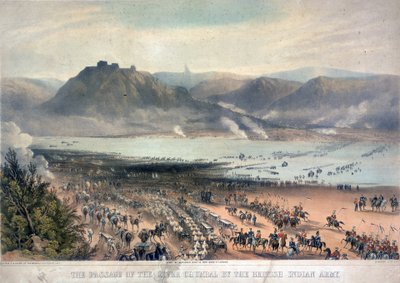 El paso del río Chambal por el ejército indio británico de Charles Becher Young