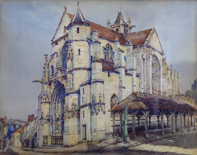 Iglesia de Moret sur Loing, lado sur, c.1906 (acuarela) de Charles Bernier