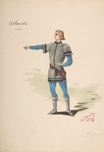 Diseño de vestuario para Orlando, 1889 de Charles Bianchini