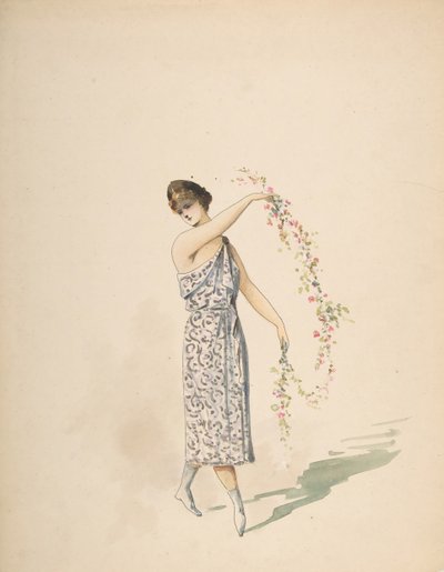 Diseño de vestuario para una doncella vestida de blanco, n.d. de Charles Bianchini