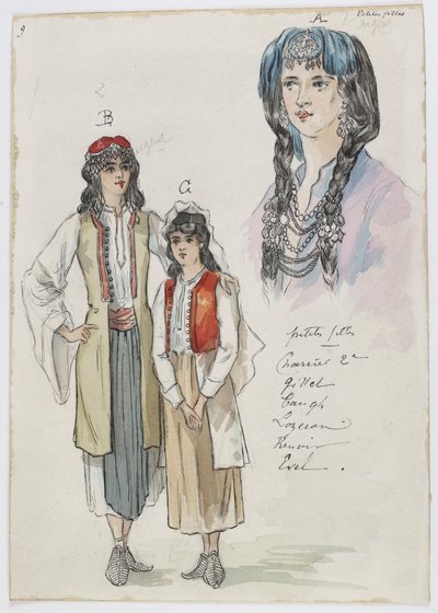 Holmès - La Montaña Negra - diseños de vestuario de Charles Bianchini - 09. Niñas. Señoritas Charrier 2e, Gillet, Taugh, Lozeran, Renoir, Evel de Charles Bianchini