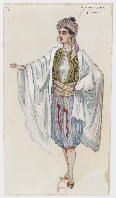 Holmès - La Montaña Negra - diseños de vestuario de Charles Bianchini - 26. Cuatro jóvenes. Ballet de Charles Bianchini