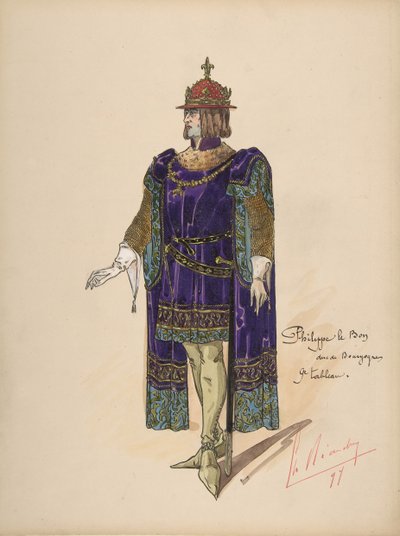 Felipe el Bueno, Duque de Borgoña, diseño de vestuario para Juana de Arco por la Ópera de París de Charles Bianchini