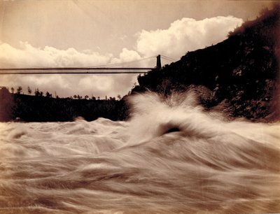 Los rápidos, bajo el puente colgante de Charles Bierstadt