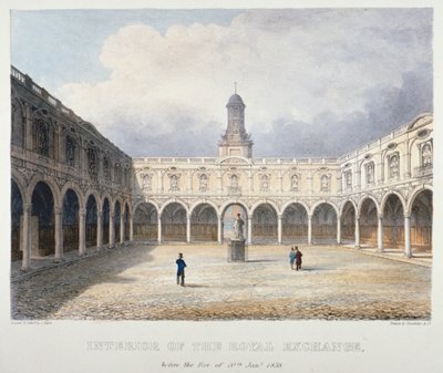 Patio del Royal Exchange, Ciudad de Londres, 1838 de Charles Bigot