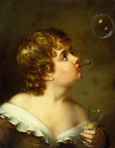 Soplando burbujas (óleo sobre lienzo) de Charles Bird King