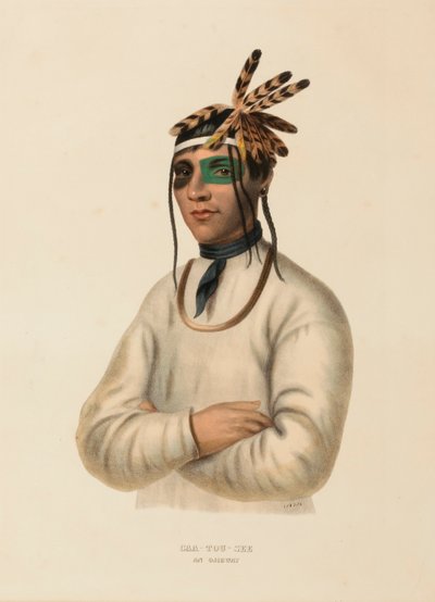 CAA-TOU-SEE. AN OJIBWAY., de Historia de las Tribus Indias de Norteamérica de Charles Bird King