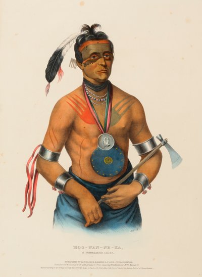 HOO-WAN-NE-KA, UN JEFE WINNEBAGO, de Historia de las Tribus Indias de Norteamérica de Charles Bird King