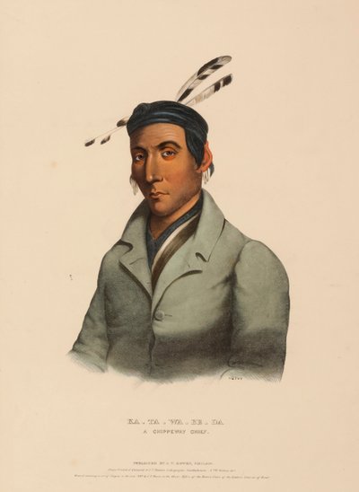 KA-TA-WA-BE-DA. A CHIPPEWAY CHIEF., de History of the Indian Tribes of North America de Charles Bird King
