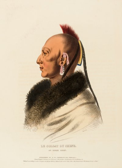 LE SOLDAT DU CHENE, UN JEFE OSAGE, de Historia de las Tribus Indias de Norteamérica de Charles Bird King