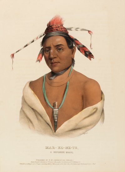 MAR-KO-ME-TE, UN VALIENTE MENOMENO, de Historia de las Tribus Indias de Norteamérica de Charles Bird King