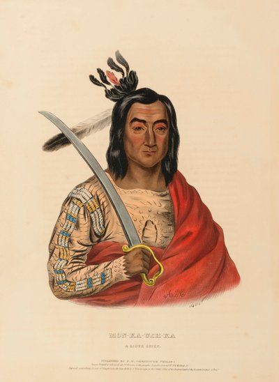 MON-KA-USH-KA. UN JEFE SIOUX, de Historia de las Tribus Indias de Norteamérica de Charles Bird King