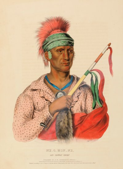 NE-O-MON-NE, UN JEFE IOWAY, de Historia de las Tribus Indias de Norteamérica de Charles Bird King