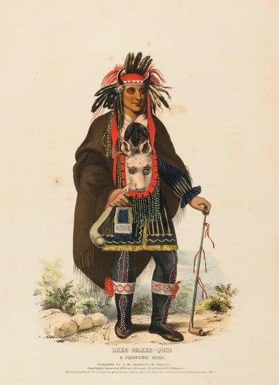 OKEE-MAKEE-QUID. A CHIPPEWAY CHIEF., de History of the Indian Tribes of North America de Charles Bird King