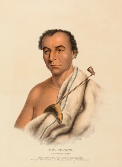 ON-GE-WAE. A CHIPPEWA CHIEF, de Historia de las Tribus Indias de Norteamérica. de Charles Bird King