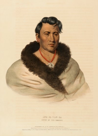 ONG PA TON GA. JEFE DE LOS OMAHAS, de Historia de las Tribus Indias de Norteamérica de Charles Bird King