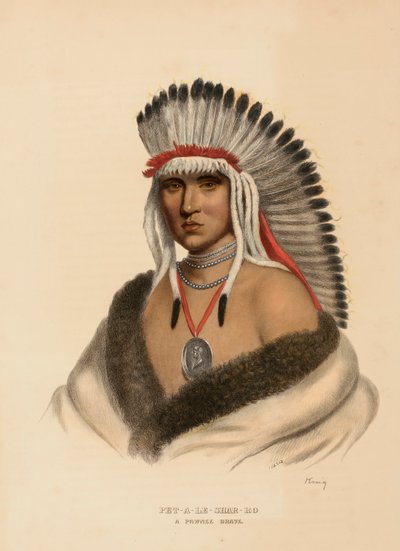 PET-A-LE-SHAR-RO. A PAWNEE BRAVE., de History of the Indian Tribes of North America de Charles Bird King