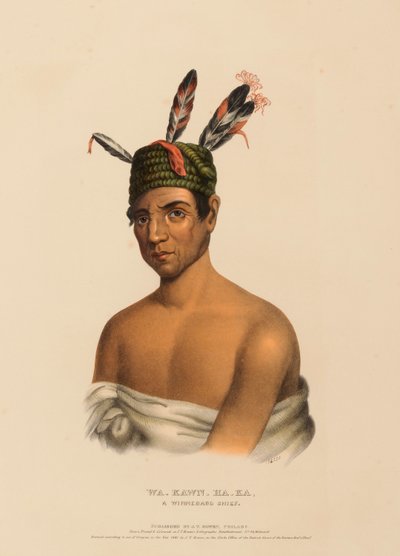 WA-KAWN-HA-KA, UN JEFE WINNEBAGO, de Historia de las Tribus Indias de Norteamérica de Charles Bird King