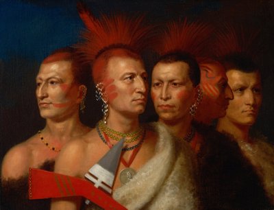 Young Omahaw, War Eagle, Little Missouri, y Pawnees de Charles Bird King
