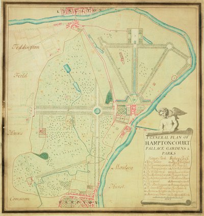 Plan general de los jardines y parques del Palacio de Hampton Court, c.1713 de Charles Bridgeman