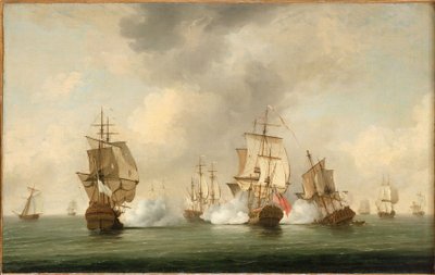 Acción del comodoro Walker: el corsario "Boscawen" se enfrenta a una flota de barcos franceses, 23 de mayo de 1745 de Charles Brooking