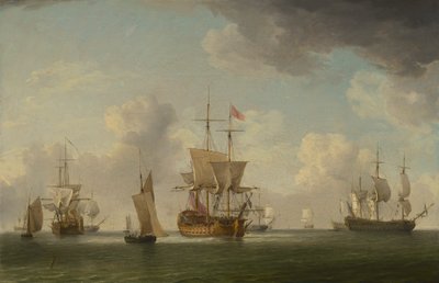 Barcos ingleses a vela con brisa muy ligera de Charles Brooking
