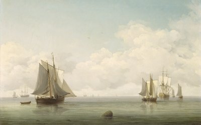Barcos de pesca en un mar en calma, c.1745-59 de Charles Brooking