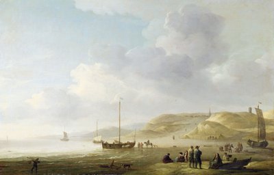 La Costa Cerca de Scheveningen con Barcos de Pesca en la Orilla de Charles Brooking