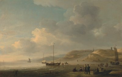 La costa cerca de Scheveningen con rosas pescadoras en la orilla de Charles Brooking