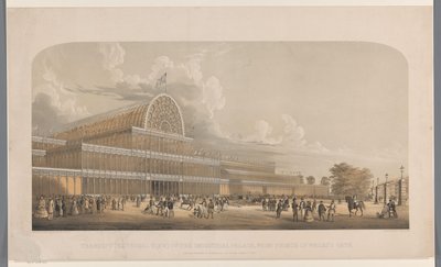 Gezicht en el Palacio de Cristal Transepto (vista exterior) del palacio industrial, de Prince of Wales Gate (título sobre el objeto) de Charles Burton