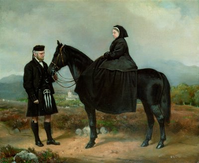 La reina Victoria (1819-1901) a caballo con John Brown de Charles Burton