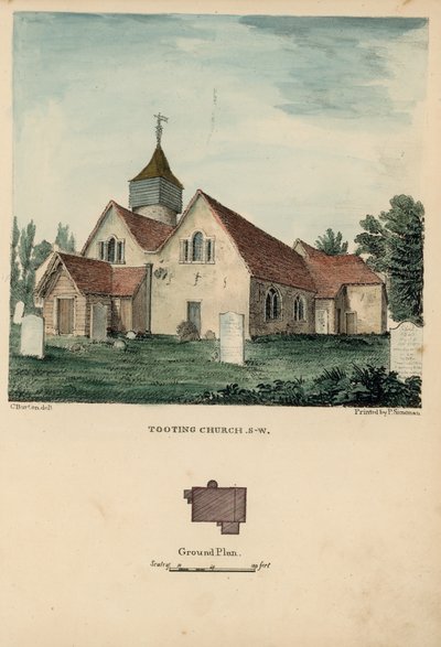 Vista suroeste de la Iglesia de Tooting de Charles Burton