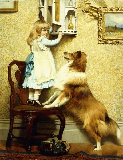 Niña pequeña y su Sheltie, 1892 de Charles Burton Barber