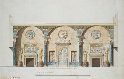 Diseño para el salón principal en el Pabellón de Ágata en Tsarskoye Selo, principios de 1780 de Charles Cameron