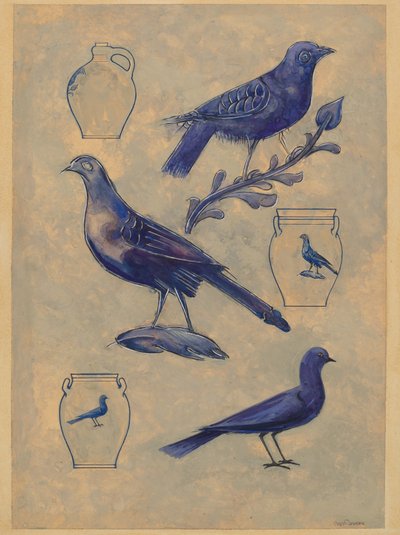 Decoraciones de aves para cerámica de Charles Caseau