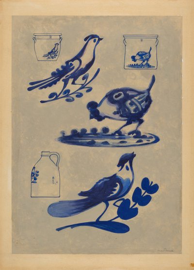 Decoraciones de aves en loza de Charles Caseau