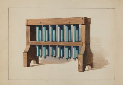 Estante con moldes de velas de Charles Caseau
