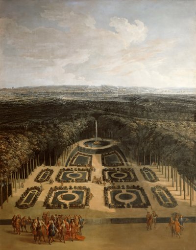 Paseo de Luis XIV en los jardines del Gran Trianón de Charles Chastelain