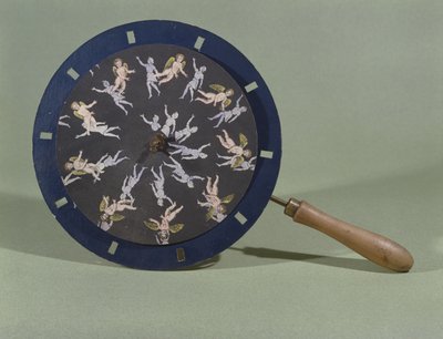 El Fenakistiscopio con una tarjeta de diseño de querubín, 1835 de Charles Chevalier