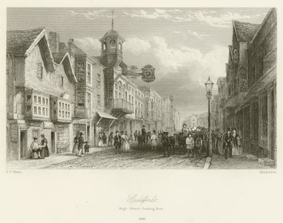 Guildford, High Street, mirando al este, 1840 de Charles Claude Pyne