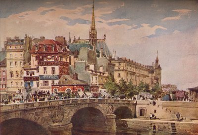 París desde el Puente St Michel, c1846 de Charles Claude Pyne