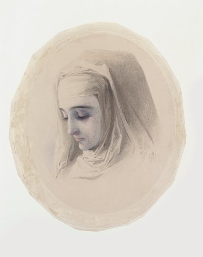 Estudio de cabeza para Pensamientos de convento, 1851 de Charles Collins