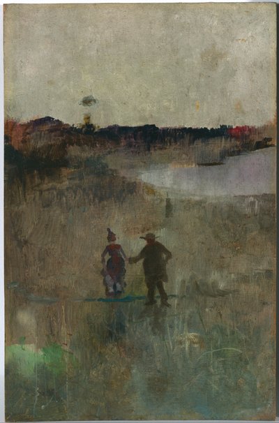 Paisaje con dos Figuras Pequeñas, Richmond, NSW de Charles Edward Conder