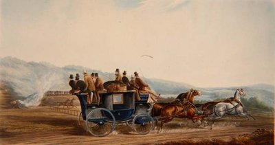 El camino contra el ferrocarril, grabado por J. Harris, de 