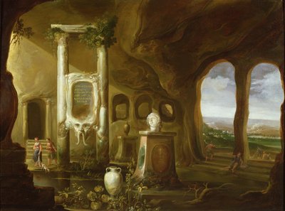 Un monumento a Augusto, en una gruta con figuras de Charles Cornelisz de Hooch