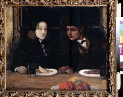""En la Tierra del Mar. La Comida de Despedida"". Pintura de Charles Cottet (1863-1925) de Charles Cottet