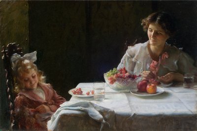Desayuno para tres 1909 (Óleo sobre lienzo) de Charles Courtney Curran